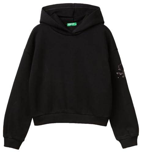 United Colors of Benetton Maglia C/CAPP. M/L 39M2C203W Felpa con Cappuccio, Nero, 130 cm Bambina