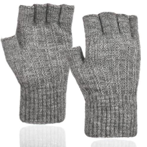 QICEDER Inverno Guanti Mezze Dita Lavorati a Maglia Guanti Senza Dita Caldi Elastici per Uomo e Donna Guanti in maglia da ufficio regalo di Natale guanti per computer touch screen