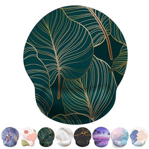 Giecy Tappetino Mouse Poggiapolsi,Gaming Mouse Pad Ergonomico in Gel,Supporto per Polso per Computer per il Gioco, Mousepad con Base in PU Antiscivolo (A-Piante Tropicali)