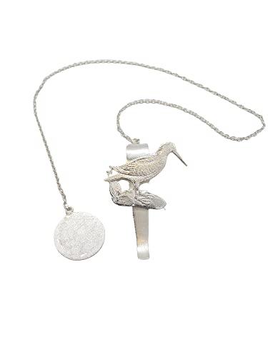 Beccaccia : Segnalibro in Argento 925 - Segnapagina con catenella - libro - uccello - volatile -