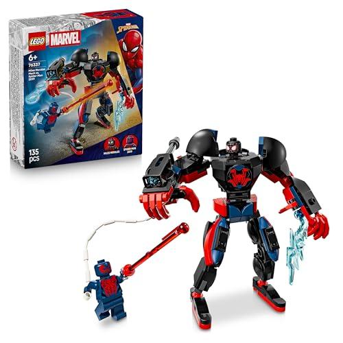 LEGO | Marvel Mech di Miles Morales vs. Spider-Man 2099 - Giocattolo dei Supereroi con Action Figure, 2 Minifigure, Raggio Laser e Blaster Spara-Ragnatele - Regalo per Bambini da 6 Anni - 76337