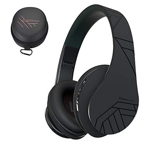 PowerLocus Cuffie Bluetooth Over Ear, Cuffie Wireless Bluetooth 5.3, Hi-Fi Stereo Suono, Senza Fili con Microfono, Pieghevoli, Micro SD/TF, FM Radio per Viaggio/Telefono/PC/Ufficio (Nero)