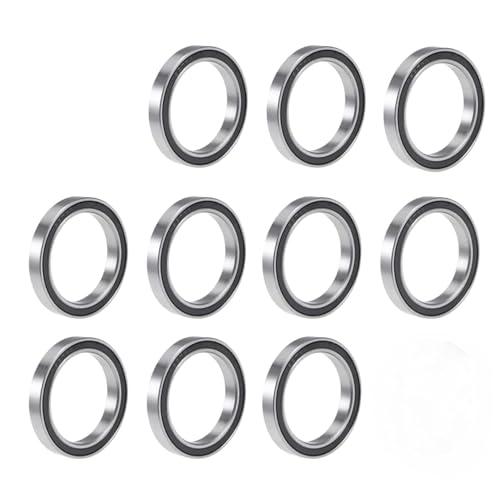 TUZUK 10 Pezzi Cuscinetti a Sfera Stagni 6801-2RS, 12x21x5 mm, Prelubrificati, Acciaio al Cromo, Doppia Tenuta in Gomma, Cuscinetti a Sfera Scanalati 6801RS