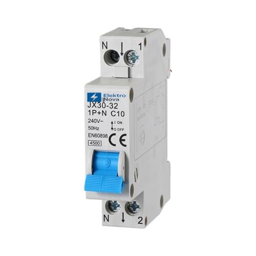 ELEKTRONOVA Interruttore Magnetotermico 1P+N C10 10A 4.5kA – 1 Modulo DIN – 220V