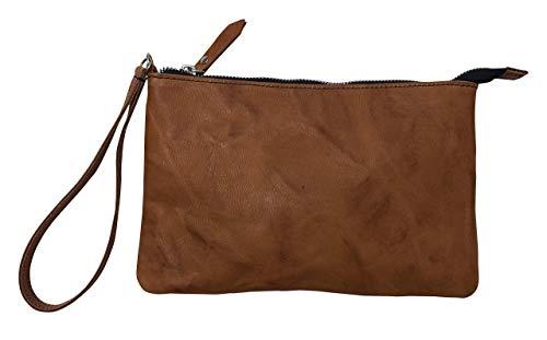CG - Talento Fiorentino, borsa con manigliotto, borsetta, pochette in vera pelle lavata con effetto stropicciato vintage, fatta a mano a Firenze, Made in Italy