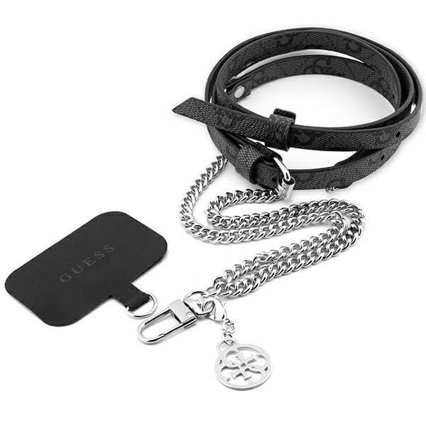 Guess tracolla rimovibile PU 4G & catena con ciondolo (argento e nero)