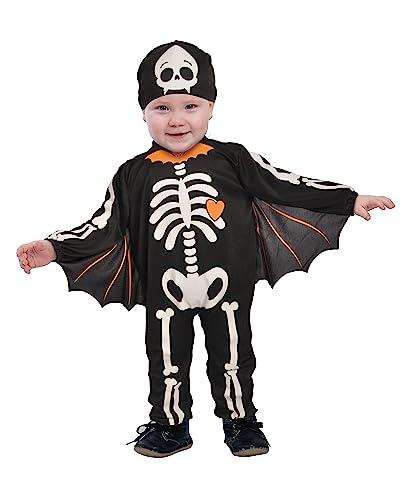 Ciao- Scheletrino Pipistrello Baby Bat Skeleton costume travestimento tutina baby (Taglia 2-3 anni) con cuffietta