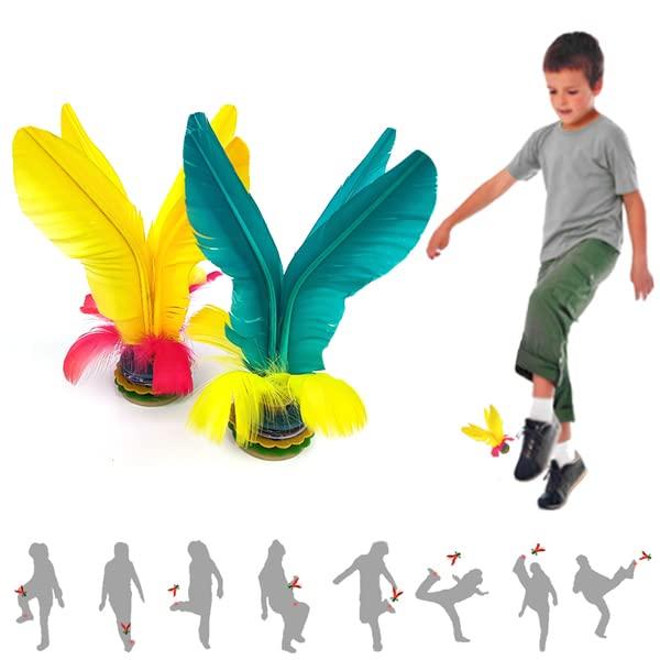 Jastown Kick Shuttlecock,Cinese Jianzi Feather Kicking Shuttlecock,Piume Colorate Jianzi Cinese per per Gioco Sportivo Esercizio Piede,volano del Piede,volano a calci all'aperto o al Coperto，2pc (BY)