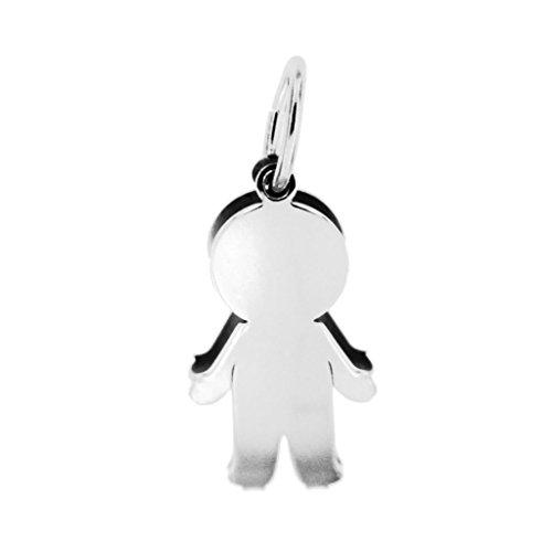 Ciondolo a forma di bambino double-face, in argento 925 nichel free. Incisioni gratuite. Perfetto anche come bomboniera.