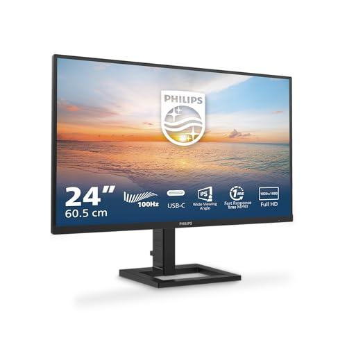 PHILIPS 24E1N1300AM - Monitor FHD da 24 pollici, Altezza regolabile, altoparlanti (1920x1080, 100 Hz, HDMI, hub USB USB-C (65 W Power Delivery)) nero