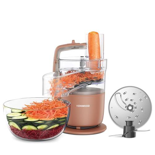 Kenwood MultiPro Go FDP22.​130RD, Robot da Cucina, Trita, Affetta, Grattugia, Riduce in Purea e Impasta, 360° Express Serve, Ciotola da 1.3L, Lame per Impastare, Disco da 4 mm, 650W, Rosso Argilla
