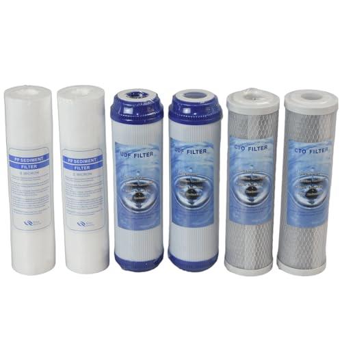 MGidea Filtro Acqua Potabile 2X KIT TRE CARTUCCE (6 PEZZI) FILTRO SISTEMA FILTRAZIONE ACQUA SEDIMENTI + CARBONI ATTIVI 10
