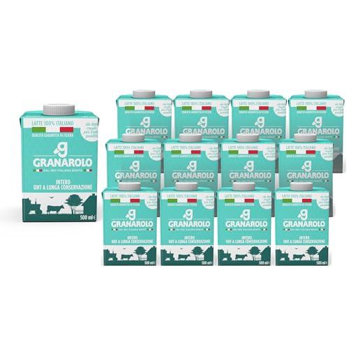 Granarolo, Latte Intero UHT da Latte Crudo per l'Alta Qualità 500 ml, 12 Confezioni di Latte Italiano, Mantiene lo Stesso Quantitativo di Proteine del Latte di Partenza grazie al Trattamento Termico