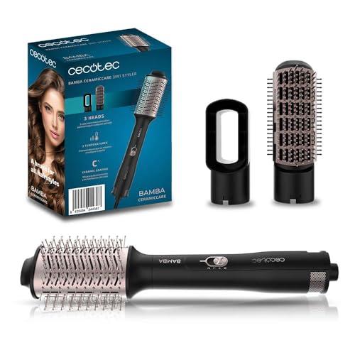 Cecotec Spazzola ad Aria 3 in 1 Bamba CeramicCare 3in1 Styler. 1200 W, Liscia, Ondula e Asciuga i Capelli, 3 Testine Intercambiabili, 3 Temperature e 2 Velocità, Rivestimento in Ceramic