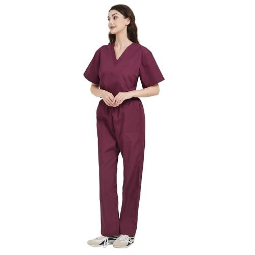 MISEMIYA - Uniformi Unisex Set Camice – Uniforme Medica con Maglia e Pantaloni Uniformi Mediche Camice Uniformi sanitarie - Ref.6801-6802 - Medium, Granato 68