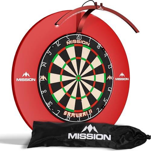 Mission Darts TOR100 Torus 100 | Bersaglio a LED pieghevole portatile per freccette da viaggio (rosso metallizzato)