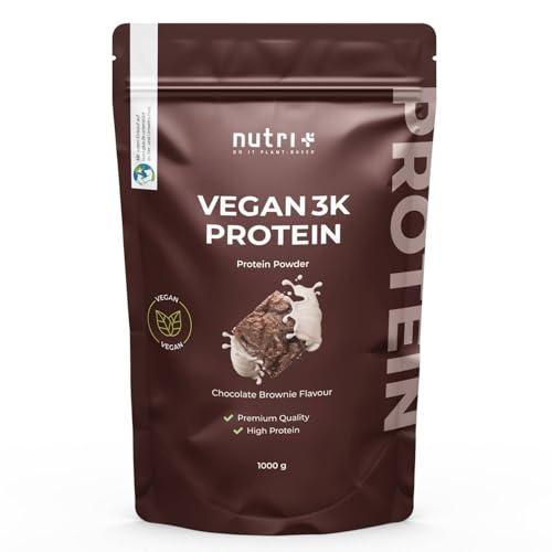 nutri+ Proteina in Polvere 3k vegan Brownie al Cioccolato Proteine - Protein Powder - Polvere Proteica senza Lattosio - Isolato proteico