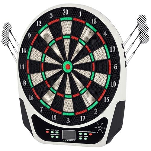 HOMCOM Bersaglio Freccette Elettronico in Plastica con 6 Freccette, Effetti Sonori e Visivi, 44 x 50 x 3.2cm, Nero