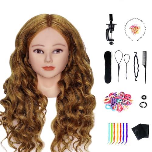 Testina parrucchiere capelli veri 80%, testa di parrucchiere marrone TwoWin 26 