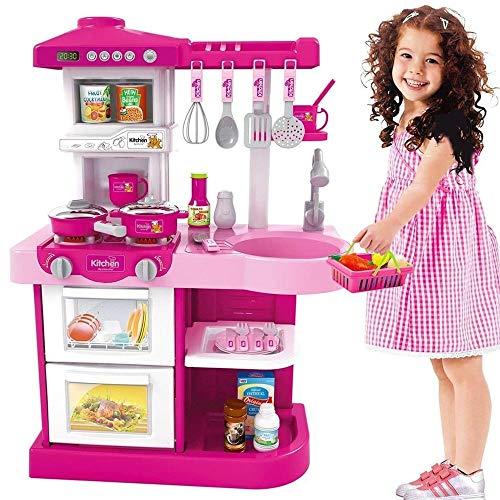 Bakaji Cucina Giocattolo per Bambini con Fornello Funzionante Luci e Suoni forno e Lavastoviglie Apribili Lavello e 30 Accessori My Little Chef Gioco Inclusi Dimensione 52 x 26 x 72 cm (Rosa)
