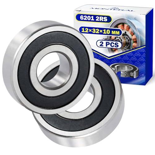 2 Pezzi Cuscinetti a Sfera 6201 2RS per il Motore con Dimensione 12x32x10 mm - MONTERAL