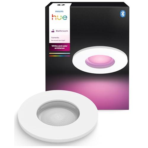 Philips Hue White & Color Ambiance Xamento, Faretto LED Smart da incasso, luce da bagno dimmerabile, controllo intelligente della luce tramite voce e app, bianco