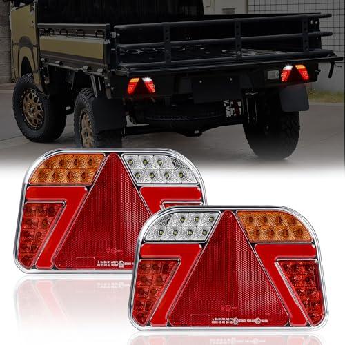 Yinaolan Kit Luci Posteriori Rimorchio 12v/24v Impermeabile Segnale Di Svolta/Freno/Traino/Retromarcia/Nebbia/Riflettore Con Cavo a 6 Conduttori Lungo 25cm Per Camion Caravan Camion Furgone Trattore