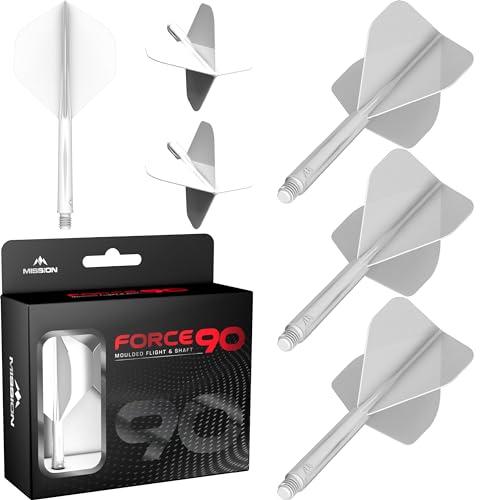 Mission Darts Force 90 | Freccette con sistema integrato di precisione e asta, confezione da 3 alette e steli combinati professionali altamente durevoli | Standard No.2