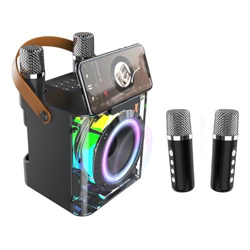 Spalivivre Macchina karaoke, Bluetooth 5.3 altoparlanti, impianto karaoke con 2 microfoni per feste a casa