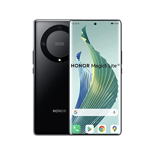 HONOR Magic5 Lite 5G Telefono Cellulare Smartphone Batteria 5100mAh Display Curvo AMOLED 120Hz, Sottile e Leggero, Tripla Fotocamera 64MP, 8+256 GB, Dual SIM, Android 12, Nero