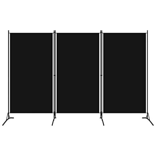 vidaXL Paravento a 3 Pannelli Divisorio Separè Pannello Byobu Pieghevole Schermo Separatore Ambienti Interni Protezione Privacy Nero 260x180 cm