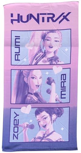 CARTOON Telo Mare K-Pop Demon Hunters Huntrix 70x140 cm Asciugamano in Microfibra 100% Poliestere ad Asciugatura Rapida con Rumi Mira e Zoey Accessorio K-Pop per Ragazze e Fan Anime Musicali