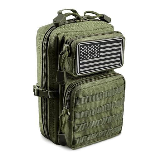Borsa Tattica Molle Utilitaria, Borsa Portautensili EDC, Borse Porta Telefono Tattiche, Mini Borse da Cintura (Verde Militare)