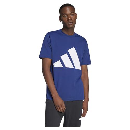 adidas Uomo Essentials Big Logo Single Jersey Tee, Dark Blue/White, L