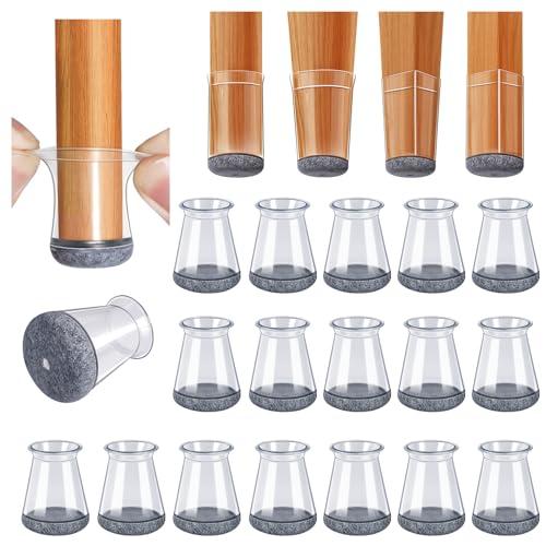 32 Pezzi GICUNK Nuovo Gommini per Sedie Rotondi, Silicone, Tappini per Gambe Sedia, Copri Piedini Sedie in Trasparente per Pavimenti in Legno(Adatto per: 13-22.9 mm)