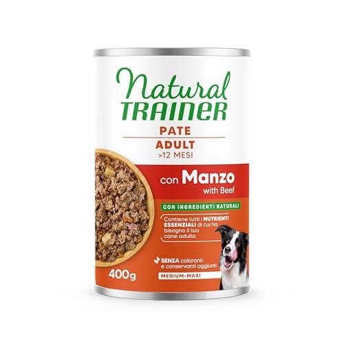 Natural Trainer Medium-Maxi Cibo Umido per Cani Adulti - Paté con Manzo 12 x 400g
