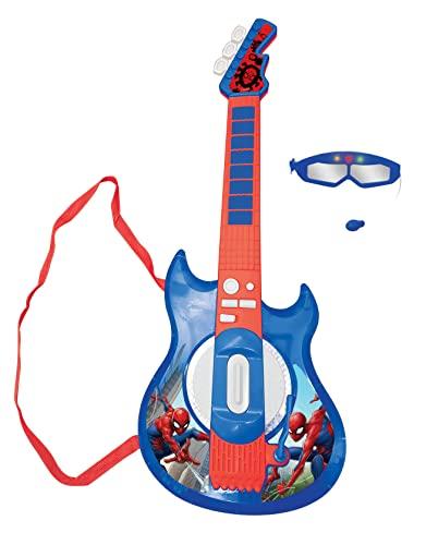Lexibook, Spider-Man, Chitarra elettrica con microfono, Occhiali con microfono, Canzoni demo, 2 modalità di gioco, Plug per MP3, blu/rosso, K260SP