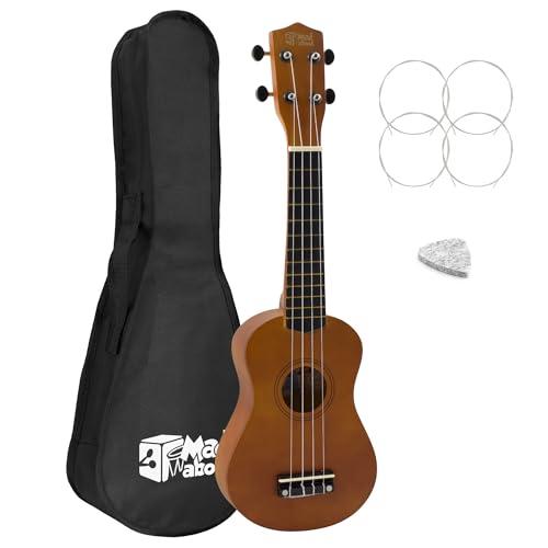 Mad About SU8-LH-NT Ukulele soprano per mancini colore naturale con custodia, plettro e corde di ricambio GRATUITE – Ottimo per scuole e principianti, ora con corde in fluorocarbonio