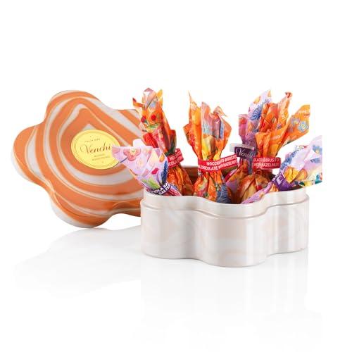 Venchi - Lattina a Forma di Fiore con 5 Ovetti di Cioccolato Assortiti, Gusto Nocciolato Fondente e Salato Caramello, con 