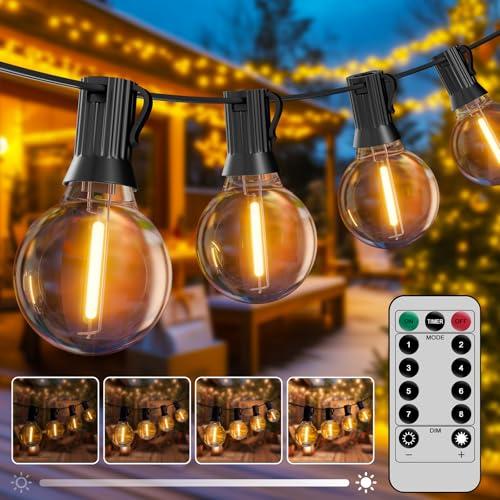 Hoteril Catena Luci da Esterno Giardino-30M, G40 Catena Luminosa Esterno: 42+2 Lampadine, Temperatura Colore 2200K, Alimentazione a Spina, Ideale per Pergolato da Giardini, Gazebo, Balcone, Campeggio