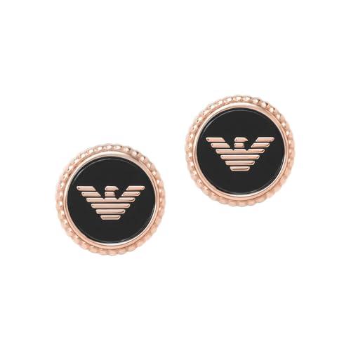 Emporio Armani Orecchini da donna in acciaio inossidabile o semi-preziosi con chiusura push back, Nero