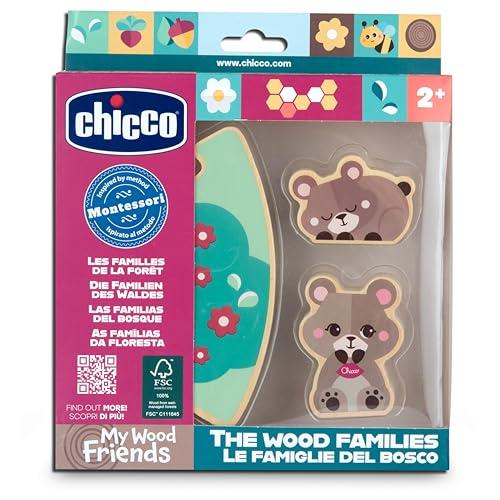 Chicco, Personaggi Collezionabili Legno, Gioco Montessori, 2 Orsetti, 1 Pezzo di Puzzle, Scopri L'Universo My Wood Friends, Crea Storie, Gioco Bambina e Bambino 2+ Anni, Idea Regalo