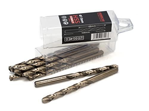 Ferrcan Punte per metallo HSS DIN338 M35 5% cobalto per forare in acciaio inox, ferro e altri metalli (confezione da 10 pezzi per misura) (7mm)
