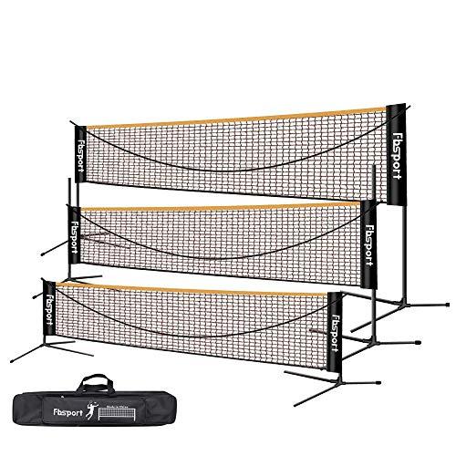 FBSPORT Rete da badminton, 3 – 6 m, portatile, rete per pallavolo, rete da allenamento, 3 altezze, può essere regolata, ripiano pieghevole per badminton, per interni ed esterni