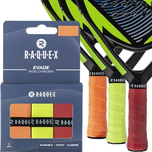 Nastro overgrip per racchette da padel Raquex Evade - Arancione, Giallo, Rosso - 3 nastri overgrip, spessore 0,65mm, assorbente, leggermente appiccicoso, antiscivolo per racchette da padel, pickleball
