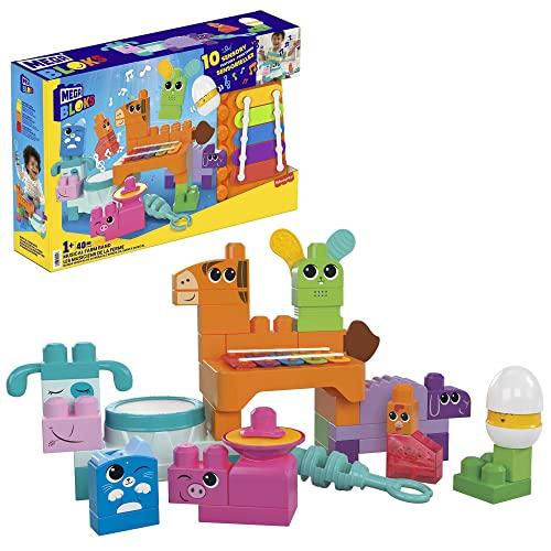 MEGA Bloks - Banda Fattoria Musicale, playset educativo da costruire con 45 blocchi, include 6 spartiti, 10 funzioni sensoriali e tanti amici animali, giocattolo per bambini, 1+ anni, HPB46