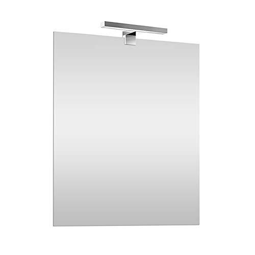 Inbagno Specchio con Lampada LED Reversibile, Completa di Luce LED cromata da 30 cm a Risparmio energetico (Luce Fredda, 50x60 Reversibile)