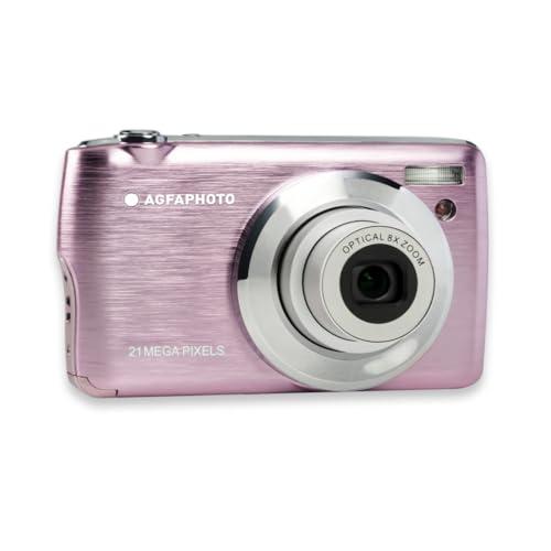 AGFA PHOTO Realishot DC8200 - Fotocamera Digitale Compatta, 18MP, Video Full HD, Schermo LCD 2.7'', Zoom Ottico 8X, Batteria al Litio e Scheda SD 16GB - Rosa