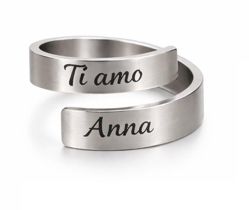 Generico Anello Personalizzato con Incisione – Nome, Frase o Data – Regalo Romantico per Coppia, Lui o Lei – CollanaDream (Versione spessa argento)