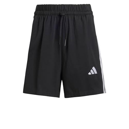 adidas Donna Essentials 3-Stripes Cotton Shorts, Black/White, M